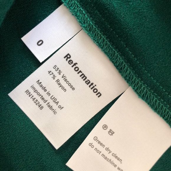 Forest Green Reformation Dress Size 0 - Picture 3 of 3